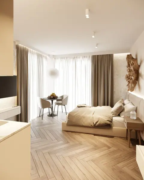 Studio BaySuites - pokój z aneksem