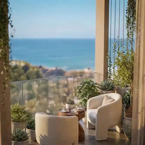 Studio BaySuites - balkon z widokiem na morze