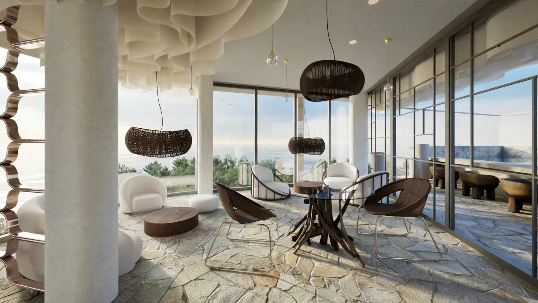 Panoramiczna strefa wypoczynkowa BaySuites